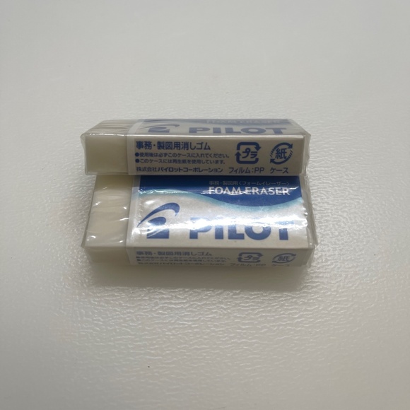NEW 2PCS Pilot foam eraser blue white japan - Picture 2 of 4